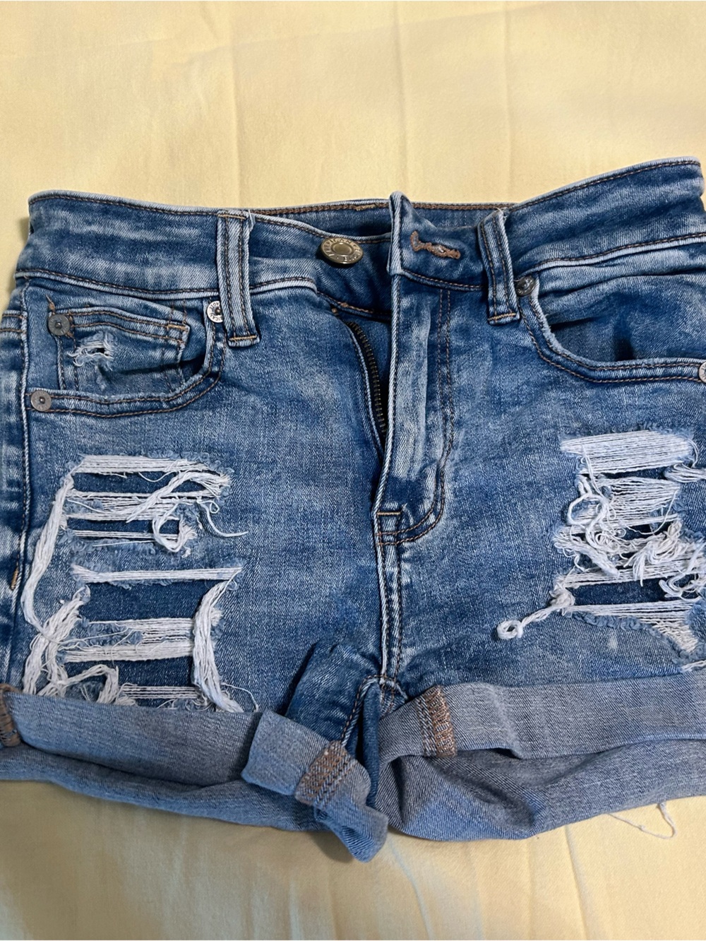 American Eagle Outfitters Ripped Blue Denim Shorts